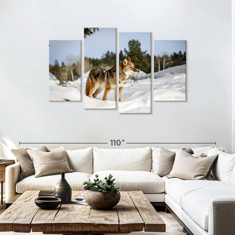 Brampt Winter Snow Coyotes, 48" H x 75" W