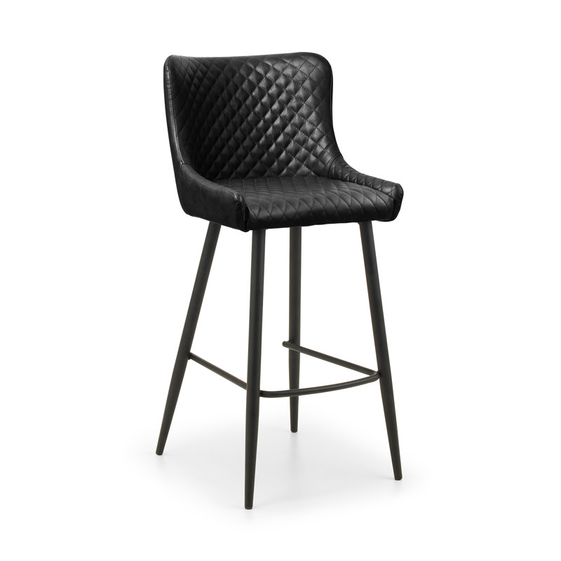 Precilla Upholstered Counter Stool with Metal Frame, Black