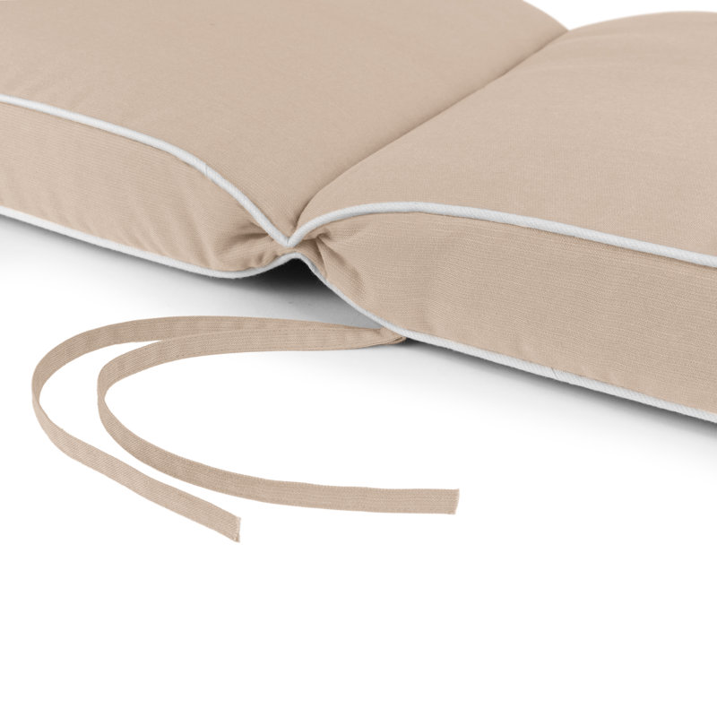 Sand Beige Sunbrella Outdoor Chaise Lounge Cushion with White Trim