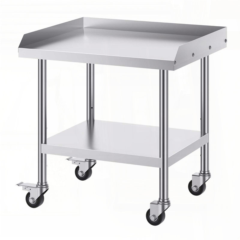 Table de travail en acier inoxydable - 24 x 28 x 30 pouces avec roues et dosseret