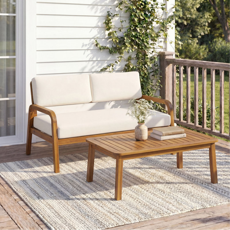 Ensemble de canapé d'extérieur 2 pièces avec coussins et table basse