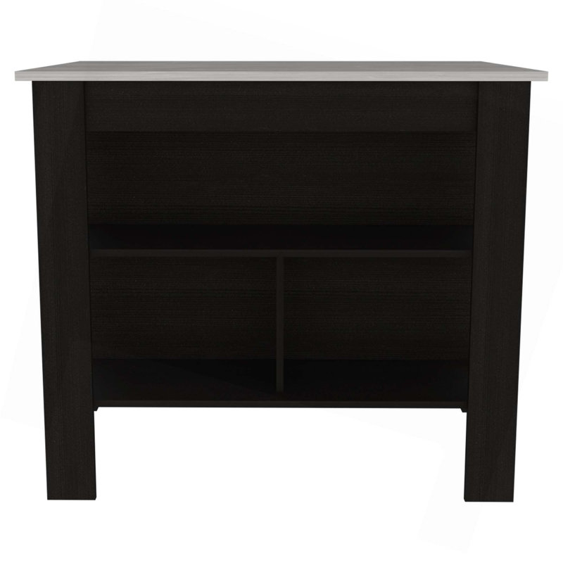 3-Shelf Kitchen Island, Gray/Black