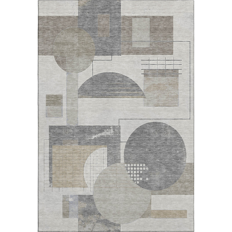 Premium Machine Washable Mehara AMF1695 Geometric Rug, Rectangle 9' x 12'