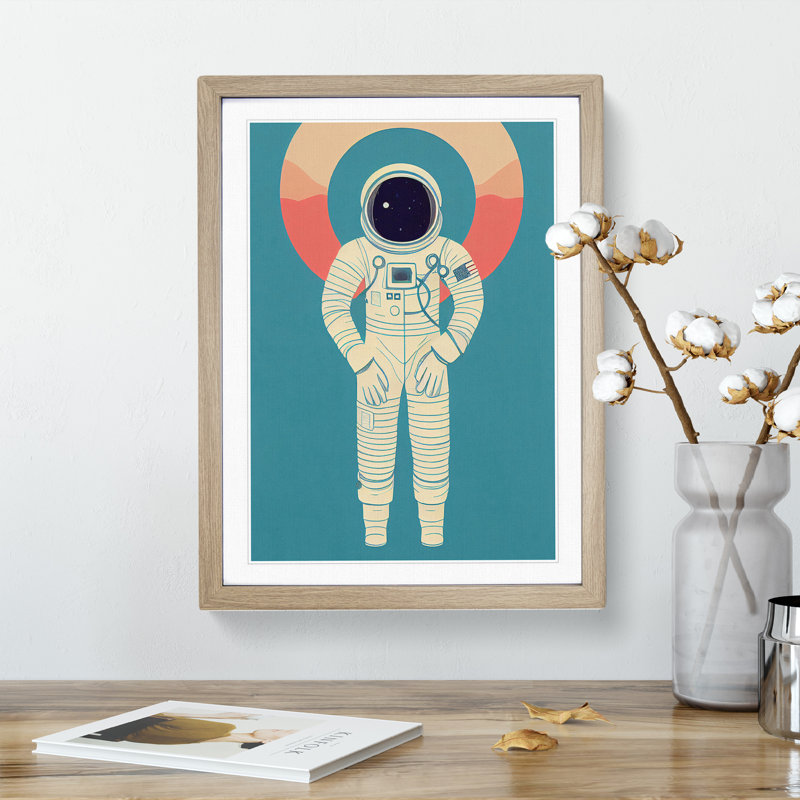 Astronaut Pop Art No.6 - Single Picture Frame Print, 34cm H x 25cm W x 2cm D, Oak Framed