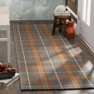 Marotta Hand Woven Wool and Viscose Plaid Area Rug