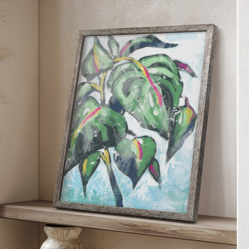 «Candy Palm Fresco I», reproduction encadrée - bois massif, H 11 po x l 9 po