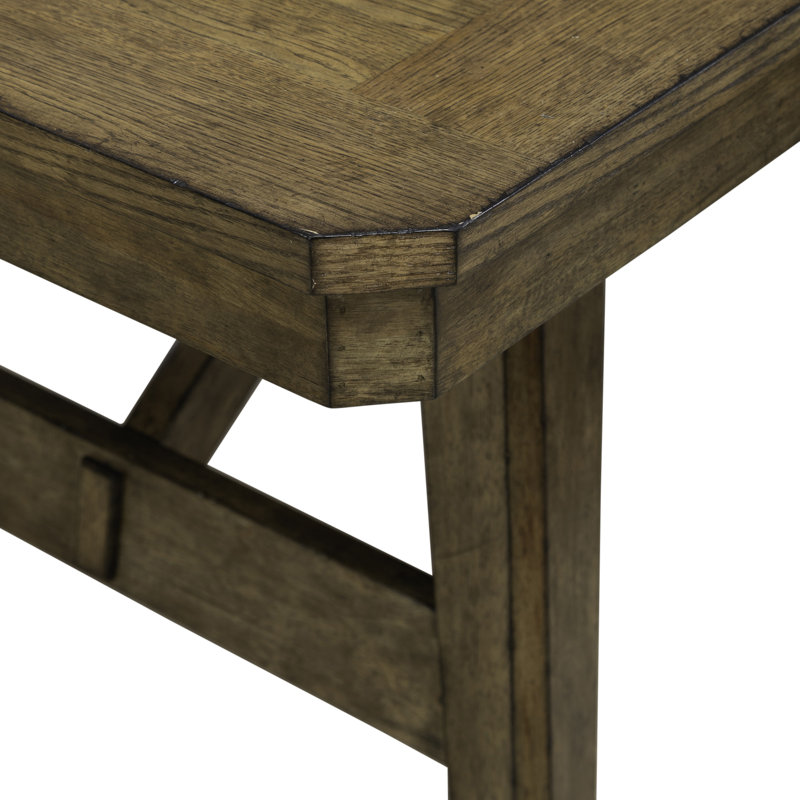  Gertraute Trestle Dining Table Set w/ 6 Upholstered Chairs, 7 Pieces: Table, 6 Chairs