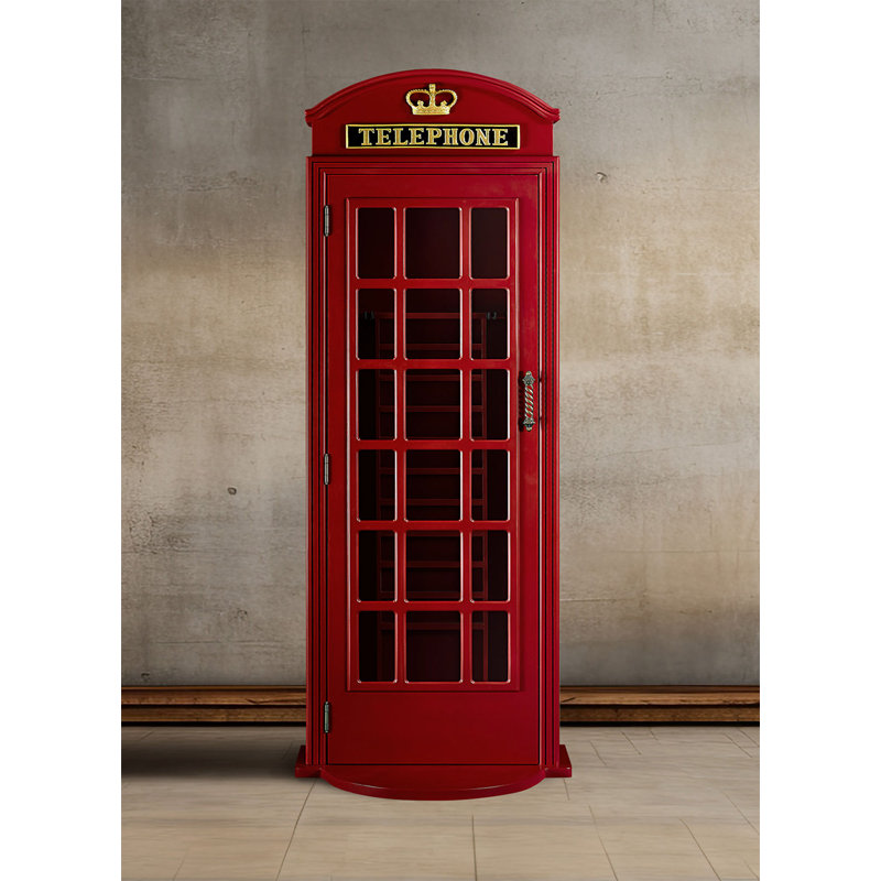 Red Old English Telephone Booth  Pool Cue Rack By RAM Game Room