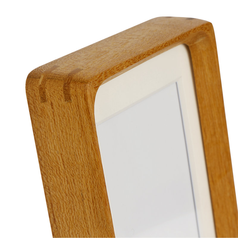 Wood Picture Frame with Mat, Desk or Wall Display Mid Century Rounded Edge Picture Frames, Teak, 8" H x 6" W