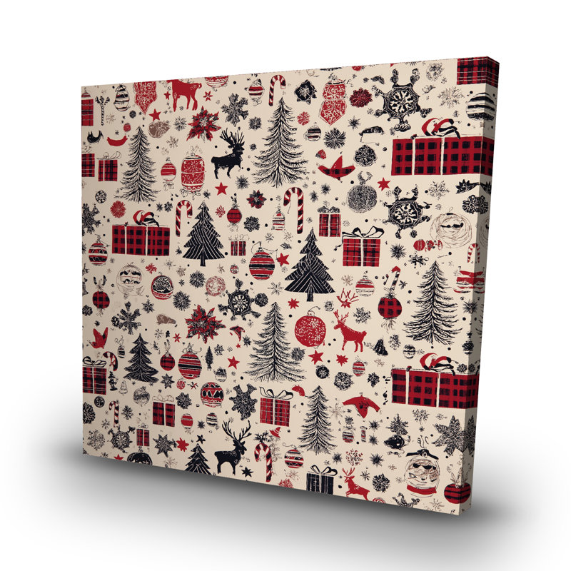 Christmas Gift Pattern Beige Canvas for Home Decor | Unique Art