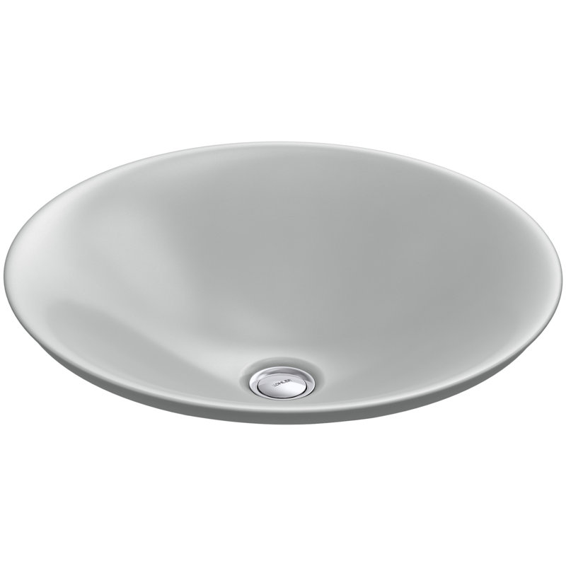 Carillon Circular Vessel Bathroom Sink, Ice Grey