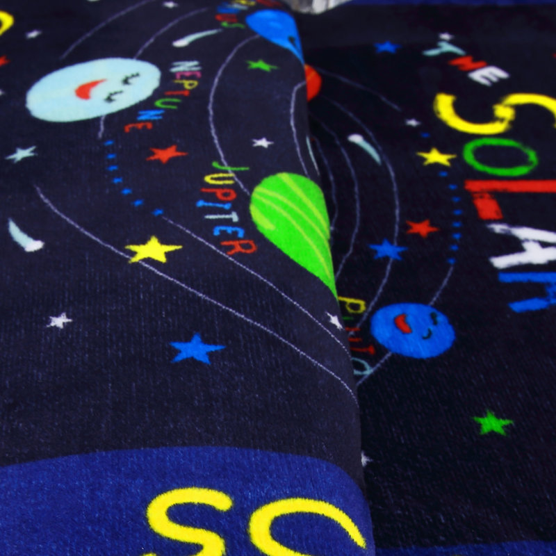 Kids Rug, ABC Alphabet Stars Nursery Rugs Outer Space Galaxy Planets Carpet Solar System Rug for Kids Educational Learning Carpet