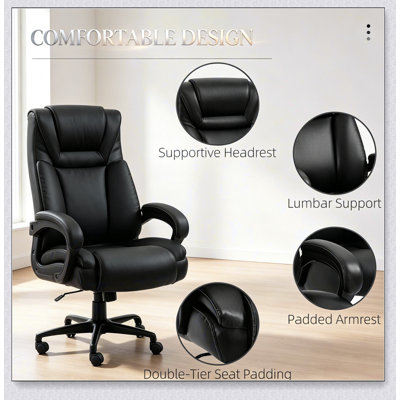 Fauteuil de direction à dossier haut avec hauteur réglable, pivotant haut de gamme et design ergonomique pour un confort et un soutien optimaux.