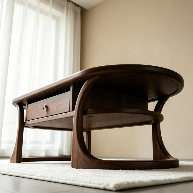 Table basse en bois massif de style médiéval
