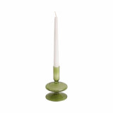 Sculptural 5" Glass Candle Holder - Modern Tabletop Candle Holder with Rounded Accent Base