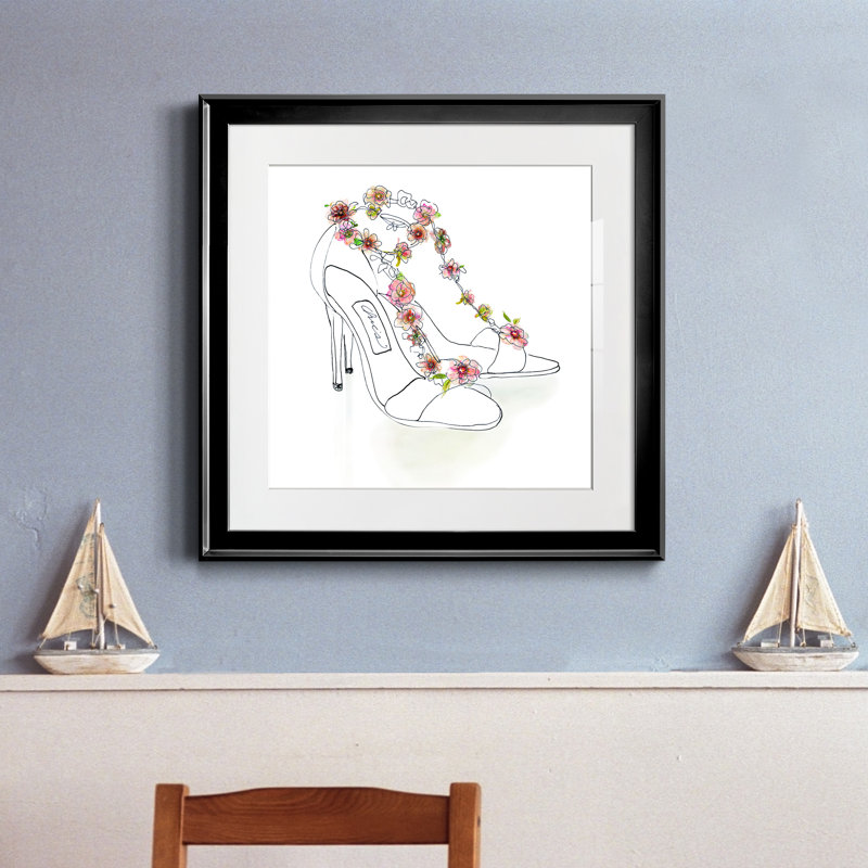 Chic Flower Heels - Peinture encadrée, Cadre noir, H 17,5 po x l 17,5 po x P 1,5 po