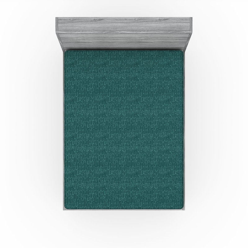 Ambesonne Nature Fitted Sheet Leaves Botanical Style Art, Forest Green/Mint Green Abstract, King Fitted Sheet