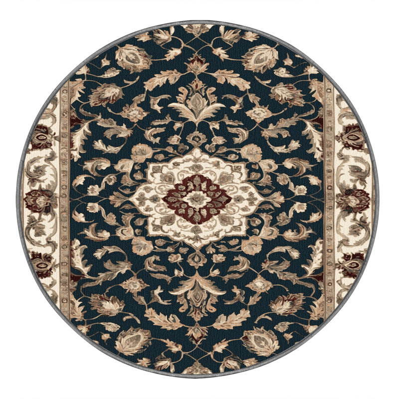 Machine Washable Persian Gray Area Rug, Round 5'