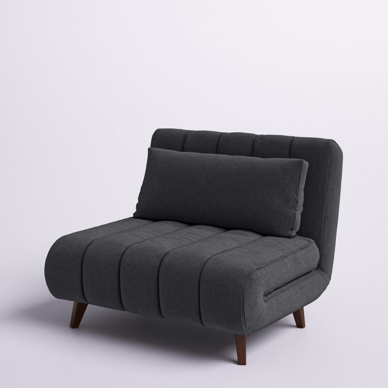 Elledge Twin 40.556'' Upholstered Convertible Sofa, Charcoal
