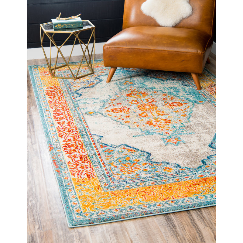 Jahanna Washable Oriental Indoor Rug, Rectangle 5'1" x 8'