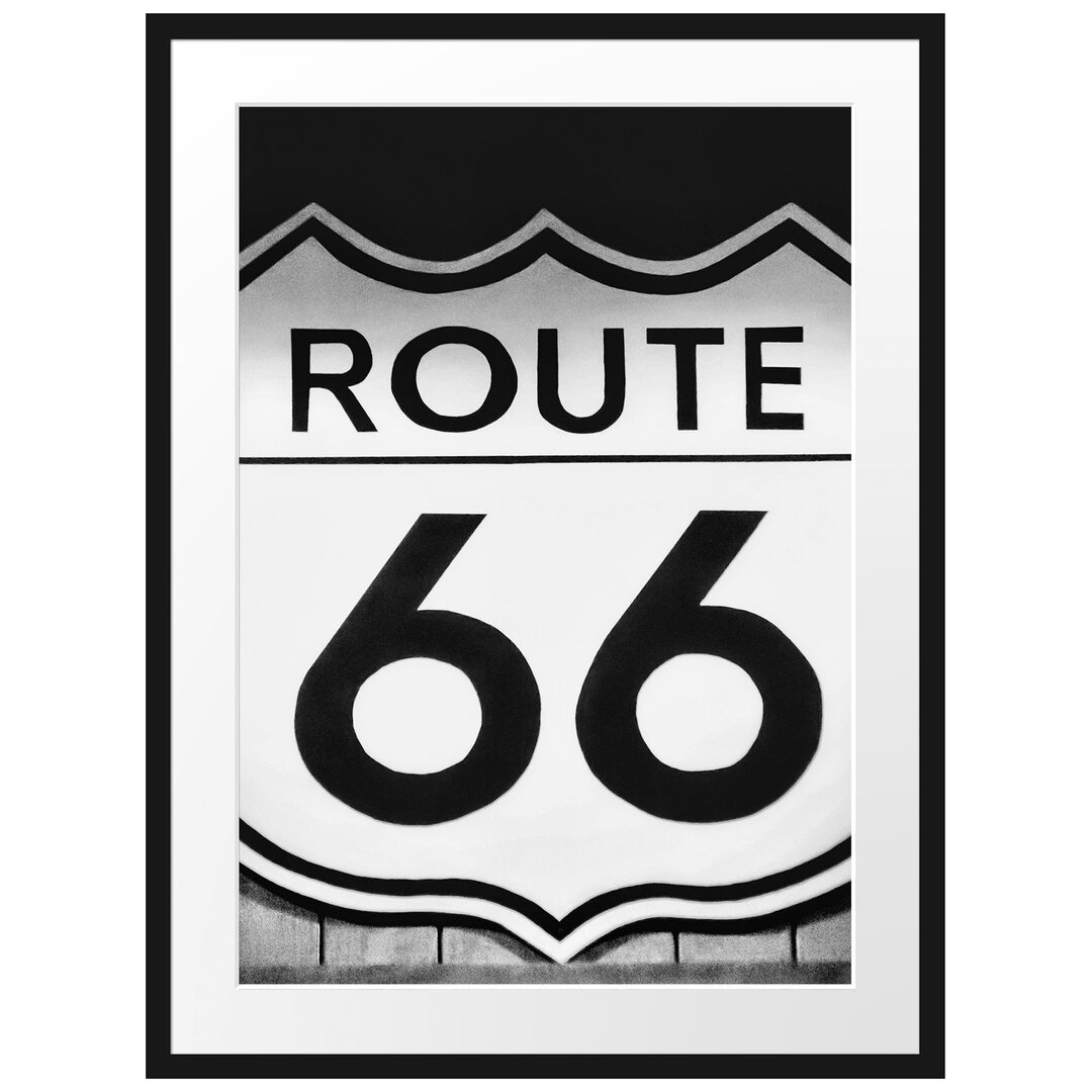 Gerahmtes Poster Modernes Route 66 Schild