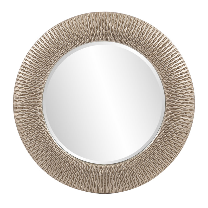 Bergman Round Beveled Mirror, Brushed Silver/Gold, 32"