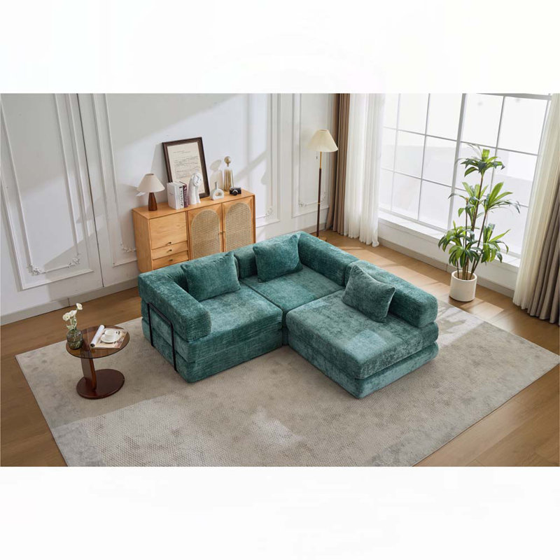 Canapé-lit Chenille, Vert foncé