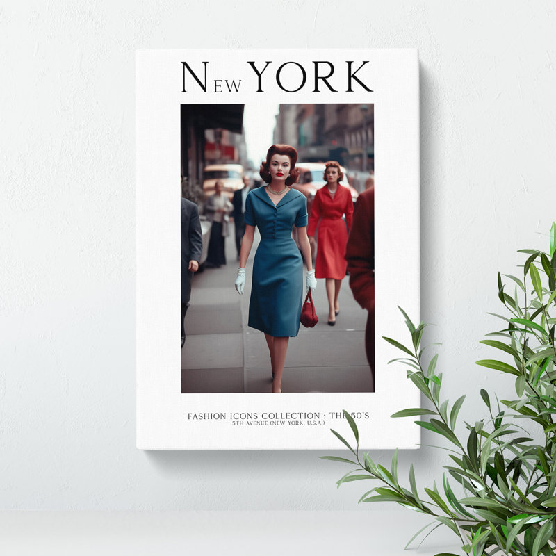 XMKTMKT-212 Fashion Icons Woman Colour New York USA - Wrapped Canvas Print
