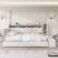Lit de jour simple rembourré avec repose-pieds et tablettes, avec couchette, charge USB et lumière DEL, beige-129883737-129883739