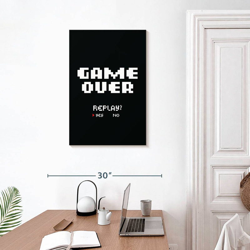 Panneau mural Kema Game Over Replay, H 30 po x l 20 po