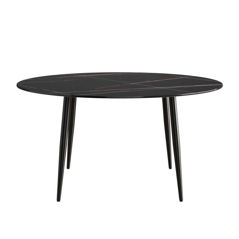 Table de salle à manger en pierre frittée 59,62 ", métal noir, peut accueillir 6 personnes, chaleur trop élevée et structure en métal 6 flammes, haute et matériau (à l'exception des phrases désactivées)