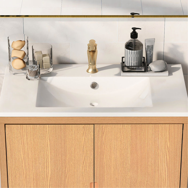 Meuble-lavabo en résine 30 po x 18 po - Blanc, hygiénique et avec comptoir, nécessitant peu d'entretien