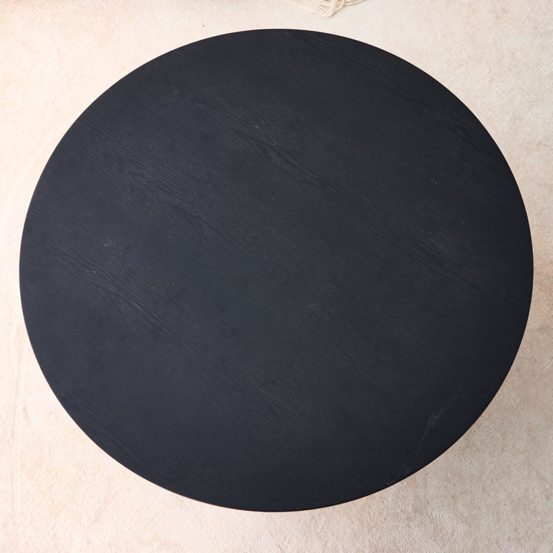 Plateau de table rond en bois massif, H 1,2 po x L 43,3 po x l 43,3 po, Noir, Rond