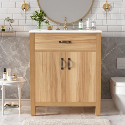 30" bathroom vanity with ceramic sink