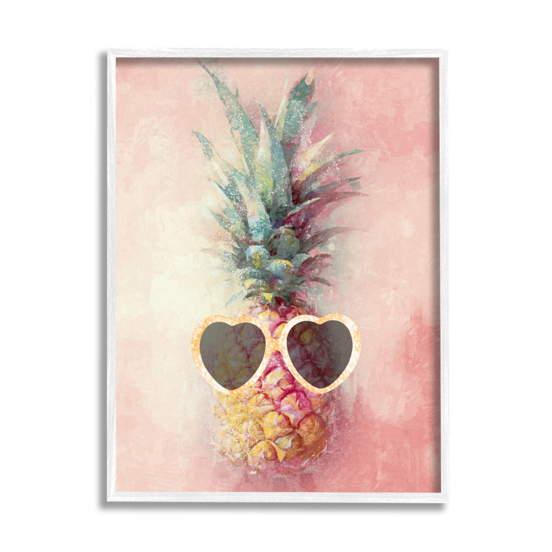 Glam ananas et lunettes de soleil par Ziwei Li, Giclée encadrée blanc bord de mer, H 20 po x l 16 po x P 1,5 po