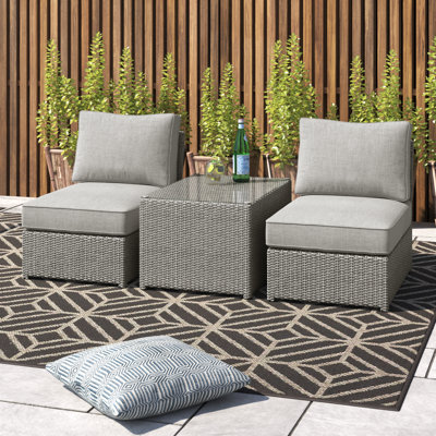 Athelene Rattan Wicker Fully Assembled 2 - Person Seating Group with Cushions