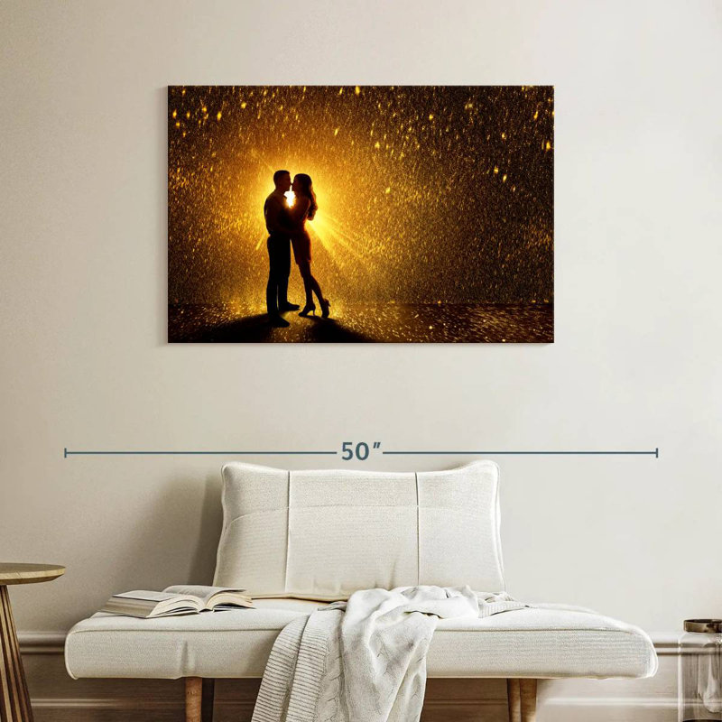 Couple de Hardie sous la pluie, H 26 po x l 39 po