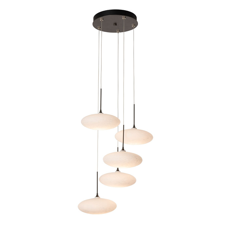 Luminaire suspendu 5 lumières Clouds, 72", Fer naturel