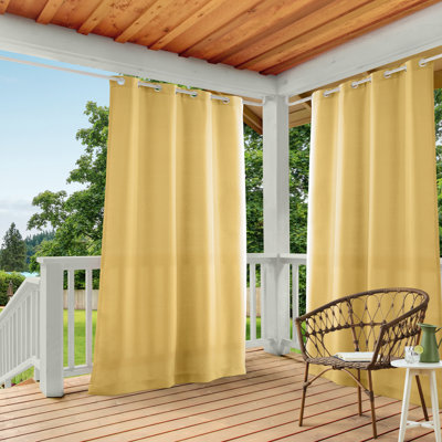 TOWN & COUNTRY BASICS Cabana Solid Indoor Outdoor Light Filtering Grommet Top Curtains 2-Pack Set