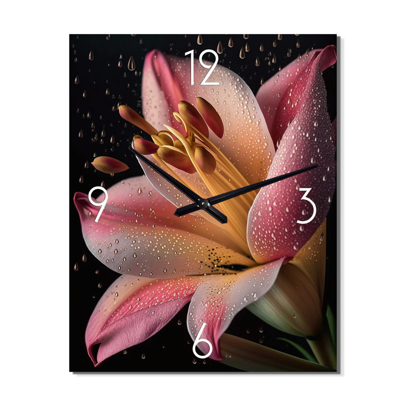 The Beauty Of Pink Lily Blossoming I - Lily Wall Clock, Extra Large