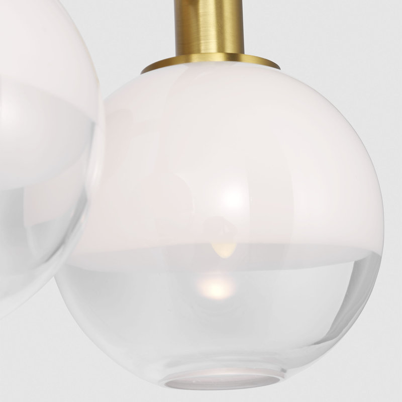 Sean Lavin Lillias Bathroom Bedroom Wall Fixture With Milk Clear Glass Mix Shade, Burnished Brass, 9.625" H x 15" W x 7" D