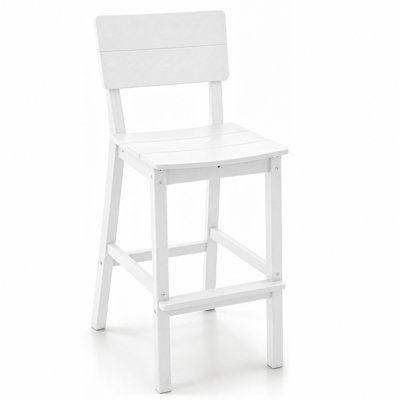 Chaise haute en HDPE pour l'extérieur - tabouret de bar toutes saisons avec dossier ergonomique, siège courbé, repose-pieds intégré et capacité de poids de 360 lb, chaise de comptoir haut pour terrasse et porche
