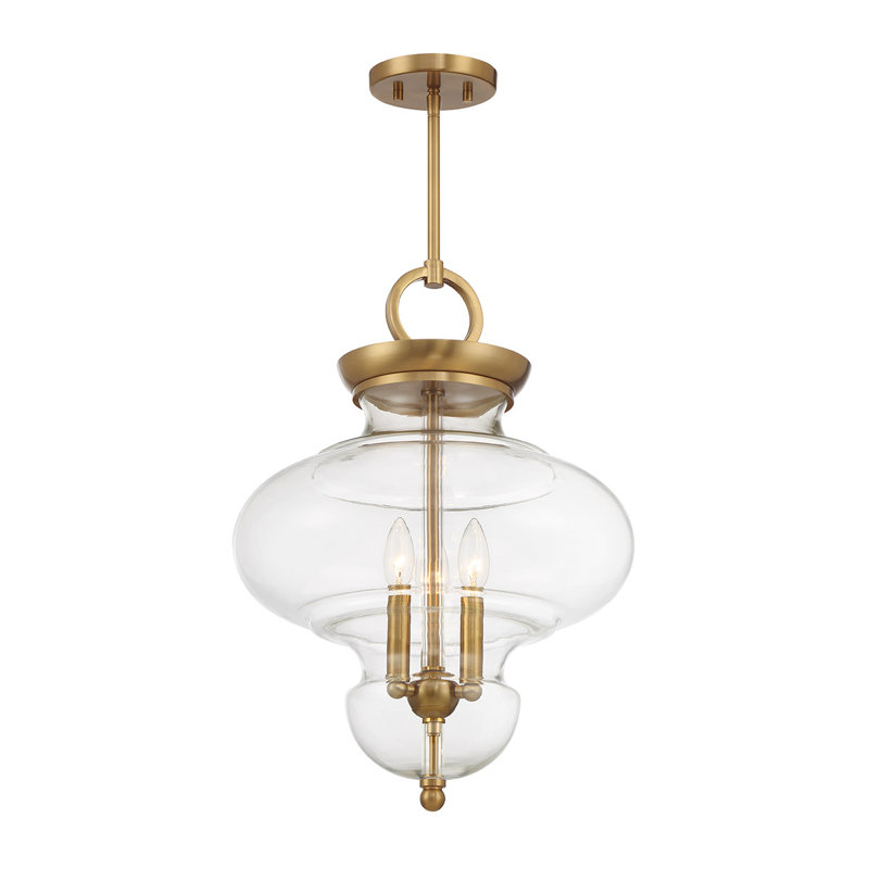 Lakresha 3-Light Pendant in Warm Brass