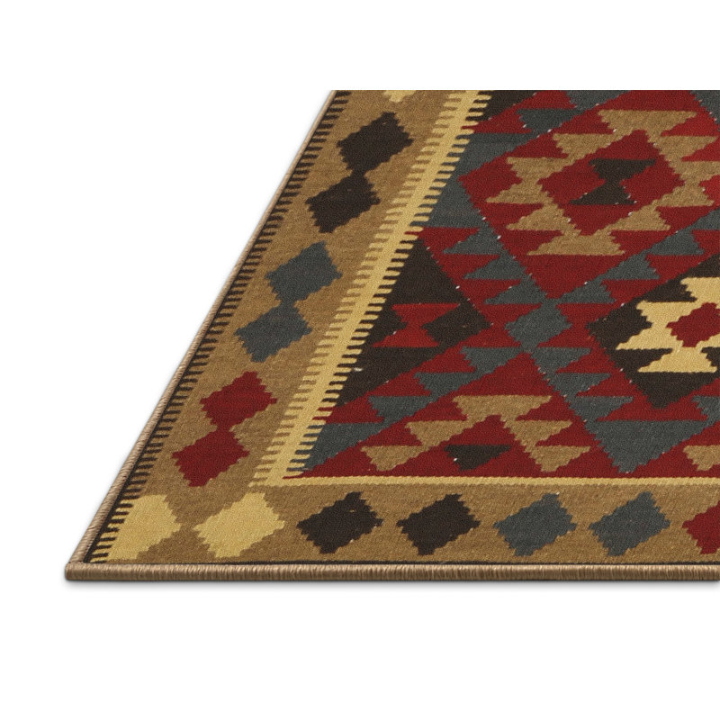 Tapis orange/gris/crème contemporaine, Rectangle 8 pi x 10 pi