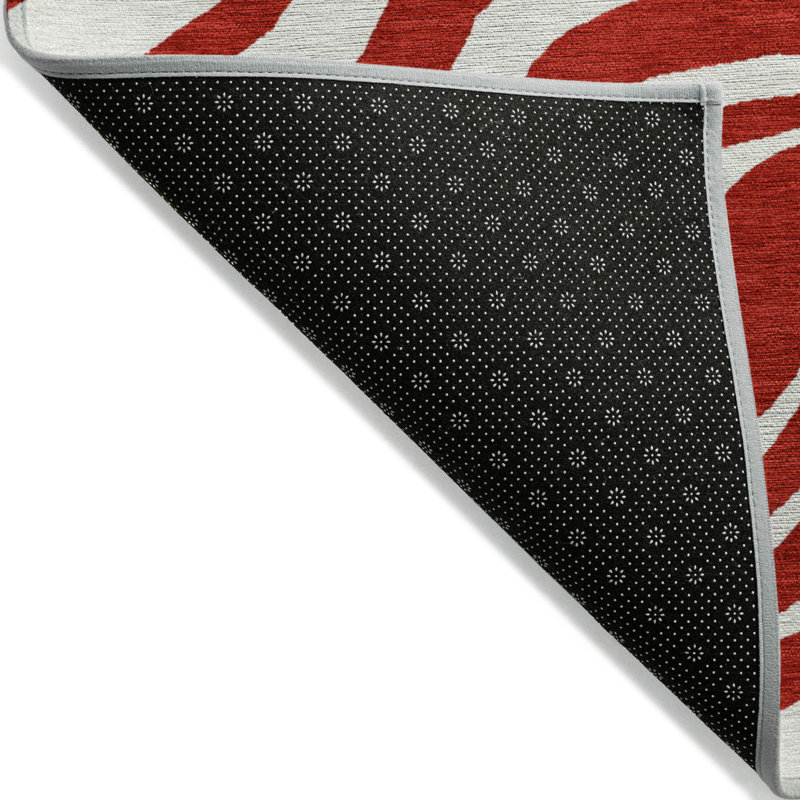 Tapis intérieur lavable 10 pi x 14 pi rouge à motif animalier