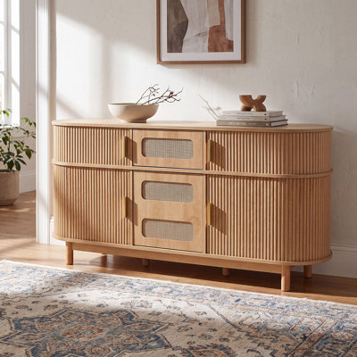 Buffet Mid-Century cannelé avec portes coulissantes 60,04 po Wycliffe