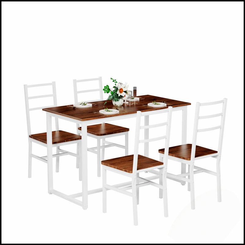 Ensemble de table de salle à manger moderne en bois 5 pièces, design compact pour les petites cuisines et les salles à manger, confortable et élégant