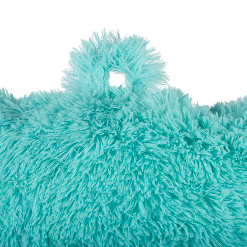  Shaggy Backrest Pillow, Aqua Blue