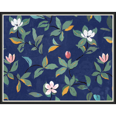 Midnight Blue Magnolias Print by Paule Marrot