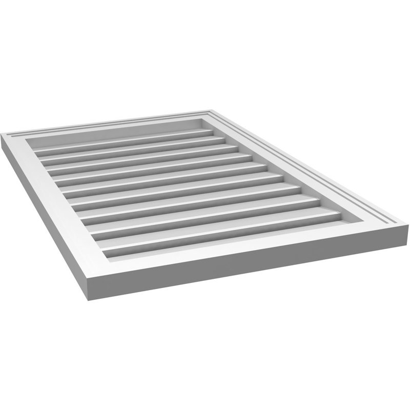 Évent à pignon fonctionnel en uréthane rectangulaire à fixation en surface, brun clair apprêté, H 32 po x l 22 po x P 1,5 po